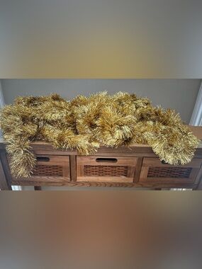 NOS Vintage Gold Tinsel Garland Christmas Decor 3 Pieces = 884”/73.5Feet